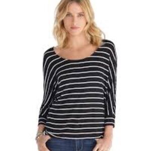 WHBM Dolman Sleeve Black + White Striped Tee Sz S